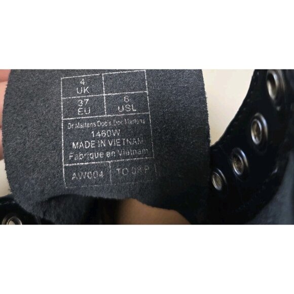 Dr. Martens 1460W Black Patent Leather Boots Women's Size 6 Lace Up - Picture 7 of 7